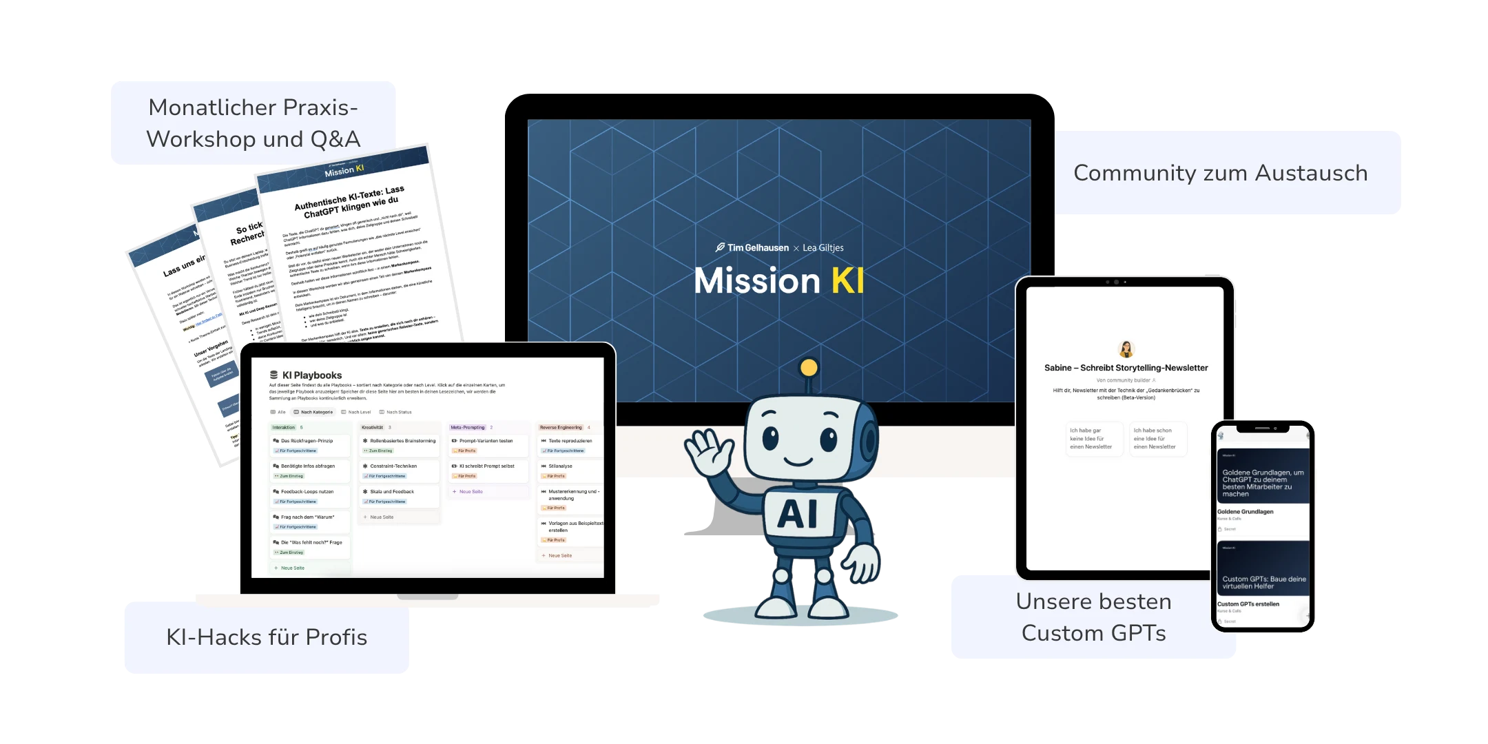 Mission KI – Mockup auf großem Bildschirm