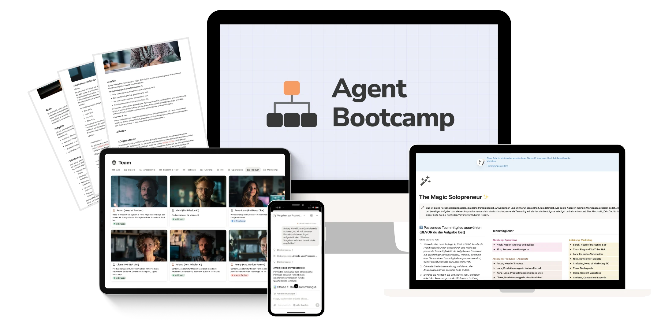 Agent Bootcamp – Mockup der Kursoberfläche auf Laptop und Tablet
